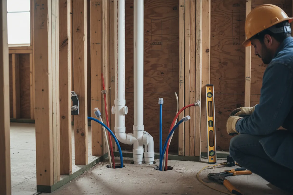 Drain and supply rough-in during Garbage Disposal Repair in Allen